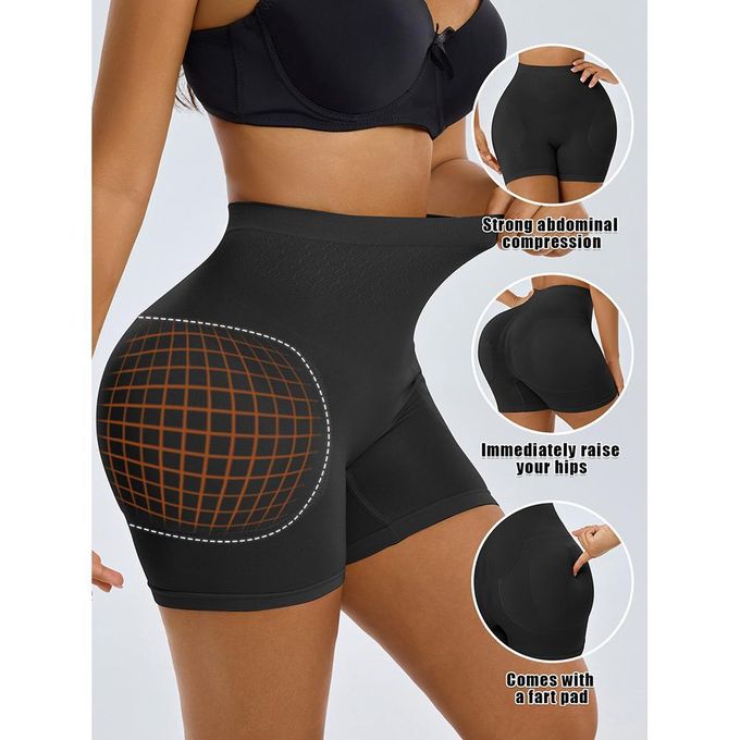 Women's Shapewear Lifter Shorts Breathable Comfort Enhancer Pads Included - Black